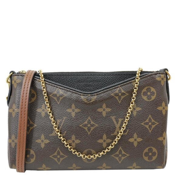 Louis Vuitton  Pallas Monogram Canvas Clutch Crossbody Bag Black - Picture 1 of 13